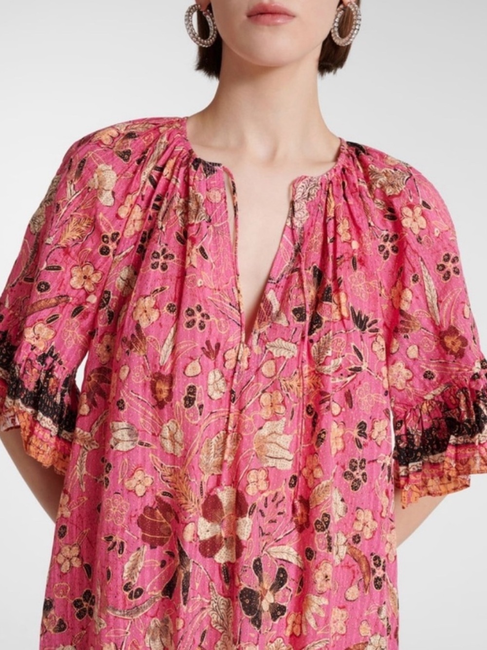 ULLA JOHNSON Pink Malie Mini Dress, Floral, Boho, Size 4, Retail $450 - Picture 2 of 6
